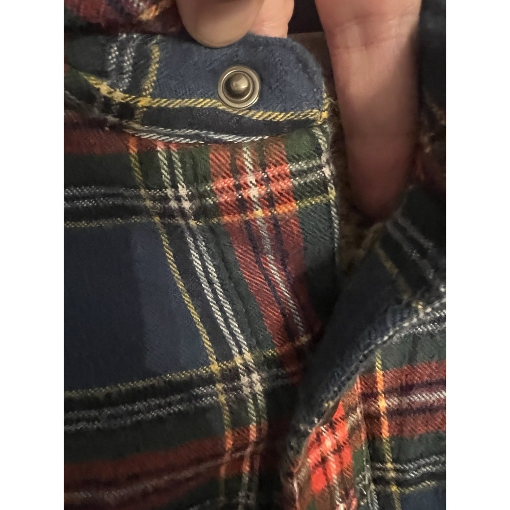 L.L. Bean Shacket Men's Large‎ Multicolor Plaid Sherpa Blue Red Military Jacket - Picture 6 of 11